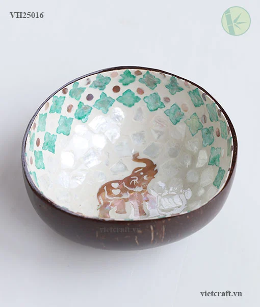 Coconut Bowl with Seashell Inlay – Handcrafted in Vietnam