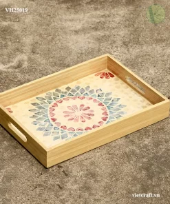 Serving Tray from Bamboo with Mother of Pearl Inlay