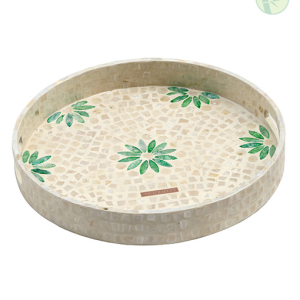 Round serving tray made of MOP in Vietnam