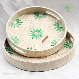 Alternative view of Round serving tray made of MOP in Vietnam