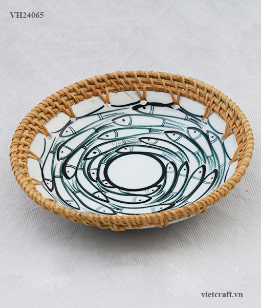Ceramic & Rattan Bowl – Handmade Bowl from Vietnam Manufacturer for Wholesale