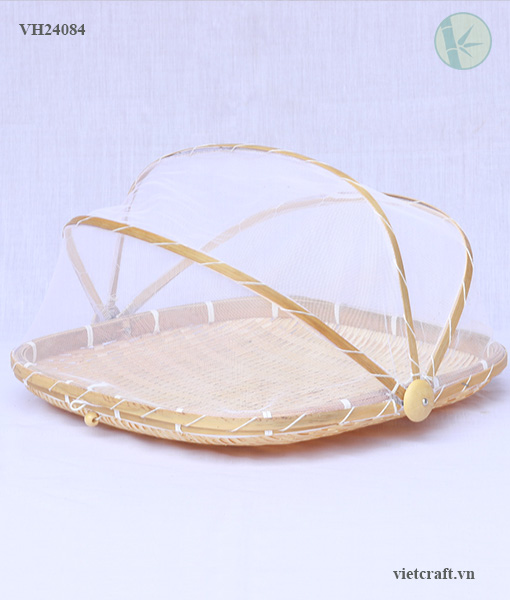 Square Woven Bamboo Food Tent Basket – Handmade & Eco-Friendly Cover from Vietnam Manufacturer