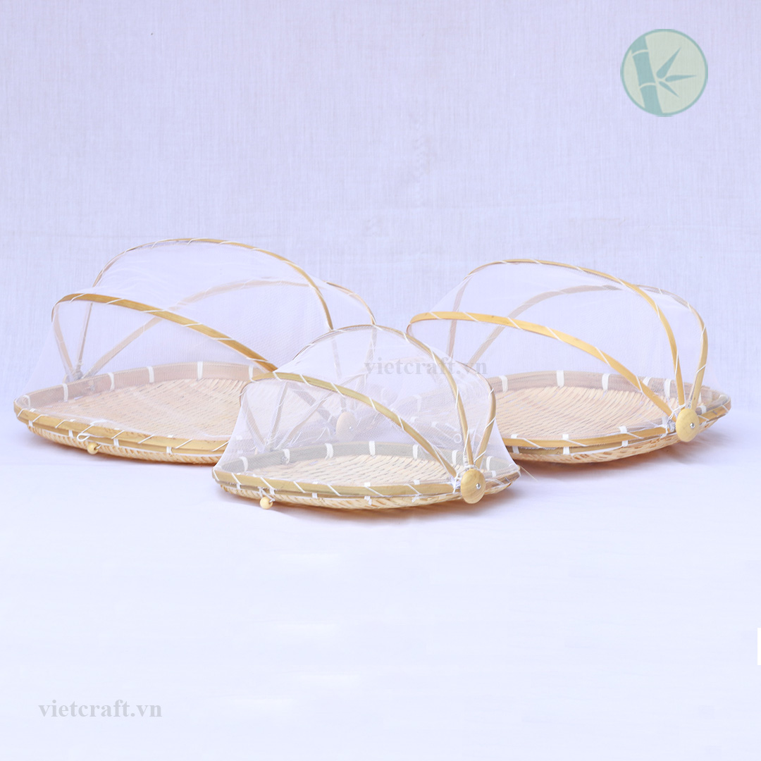 Square Woven Bamboo Food Tent Basket – Handmade & Eco-Friendly Cover from Vietnam Manufacturer - Image 2