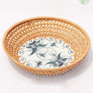 Rattan and ceramic basket made in Vietnam