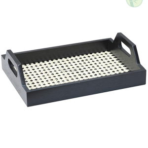 Elegant Serving Tray Made of Rattan and Wood – Handcrafted in Vietnam for Wholesale & Export