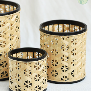 Candle Holder Bamboo Basket – Handwoven Natural Lantern from Vietnam
