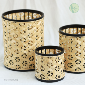 Alternative view of Candle Holder Bamboo Basket – Handwoven Natural Lantern from Vietnam