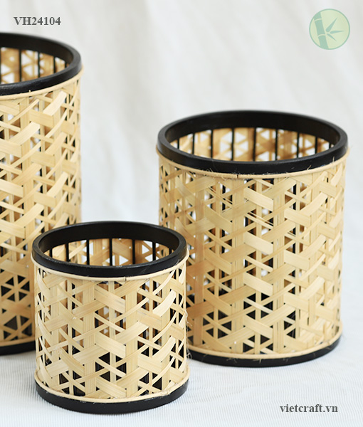 Candle Holder Bamboo Basket – Handwoven Natural Lantern from Vietnam
