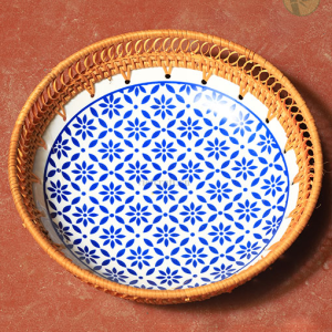 Ceramic Rattan Tray – Handmade Fusion of Natural Rattan & Ceramic from Vietnam