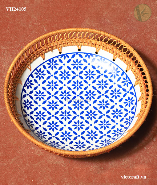 Ceramic Rattan Tray – Handmade Fusion of Natural Rattan & Ceramic from Vietnam