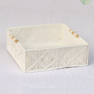 Handmade Macrame Rectangle Basket – Natural Storage from Vietnam