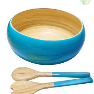 Spun Bamboo Salad Bowl Set – Handmade Eco-Friendly Serving Set from Vietnam
