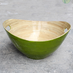 Oval Spun Bamboo Bowl Made in Vietnam – Eco-Friendly & Handmade