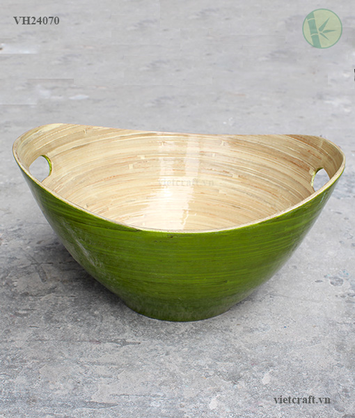 Oval Spun Bamboo Bowl Made in Vietnam – Eco-Friendly & Handmade