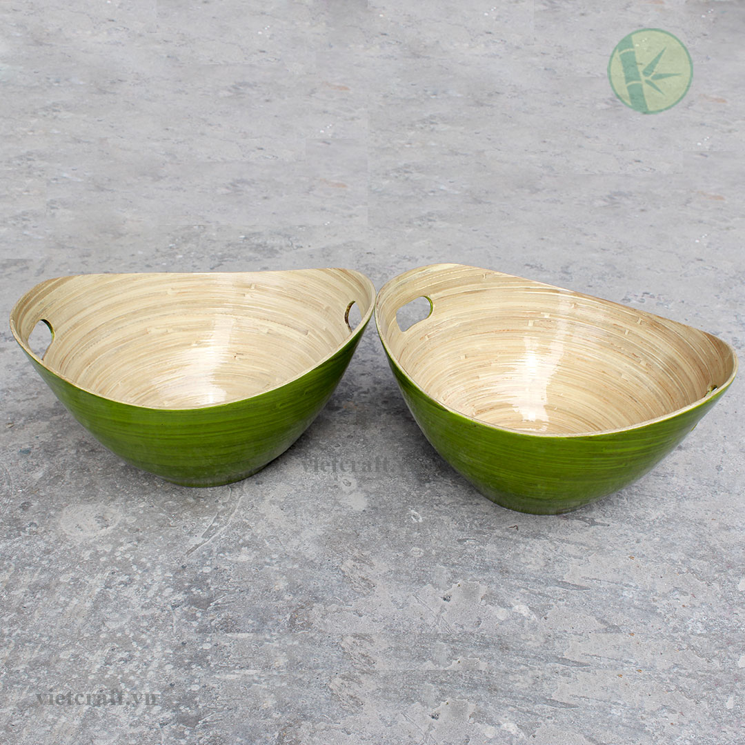 Oval Spun Bamboo Bowl Made in Vietnam – Eco-Friendly & Handmade - Image 2