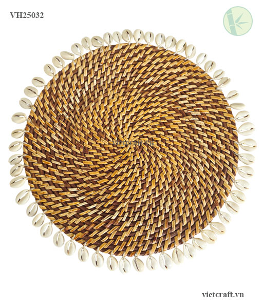 Round Placemat from Rattan & Seashell – Handmade in Vietnam