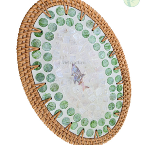 Oval Placemat Made of Rattan and Mother of Pearl (MOP) – Handcrafted in Vietnam