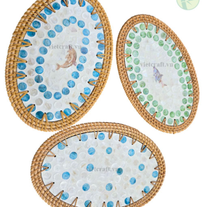 Oval Placemat Made of Rattan and Mother of Pearl (MOP) – Handcrafted in Vietnam - Image 2