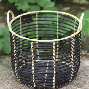 Rattan Storage Basket – Black Color, Made in Vietnam