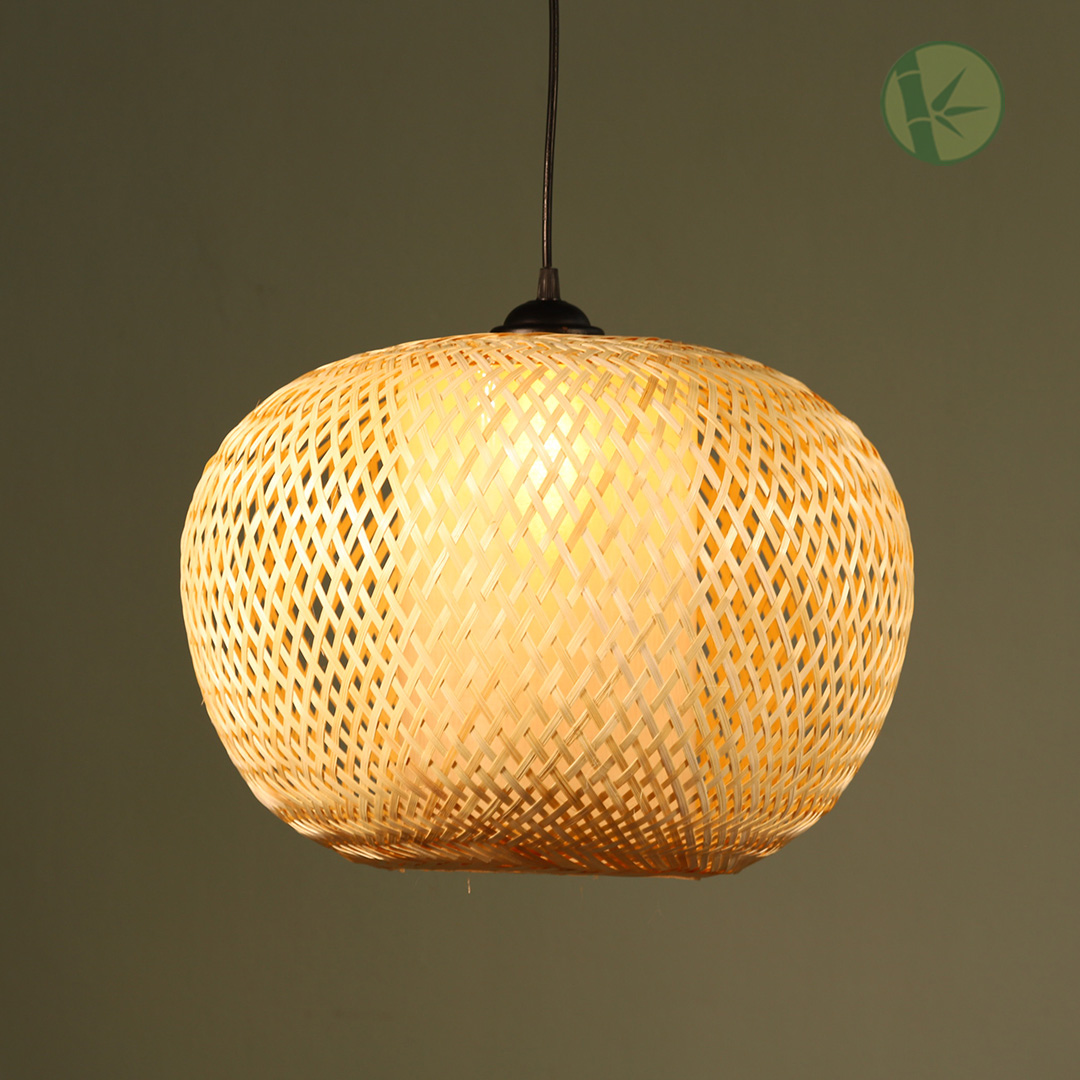 Woven Bamboo Pendant Light – Handmade in Vietnam - Image 2