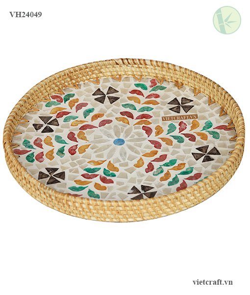 MOP Rattan Tray – Round Shape, Handmade in Vietnam