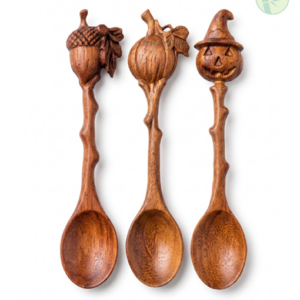 Hand-Carved Red Wood Halloween Spoons made in Vietnam