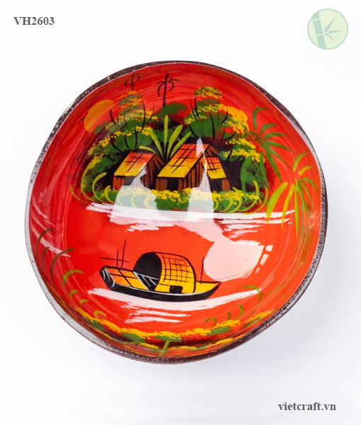 Hand-Painted Coconut Shell Bowls from Vietnam