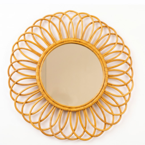 Handcrafted Rattan Flower Wall Mirror