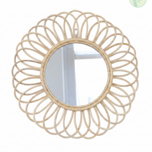 Alternative view of Handcrafted Rattan Flower Wall Mirror