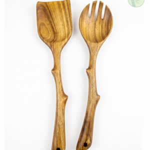 Natural Acacia Wood Salad Servers Set made in Vietnam