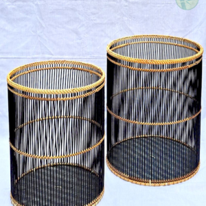Black Woven Bamboo Storage Baskets