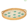 Handcrafted Round Rattan Tray with Mother-of-Pearl Inlay made in Vietnam