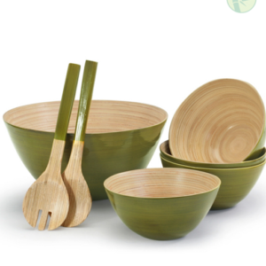 Handmade Spun Bamboo Salad Bowl Sets manufacturer in Vietnam