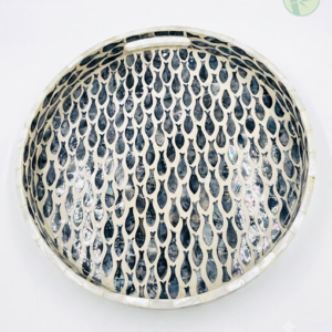 Luxury Handcrafted Mother of Pearl Inlay Round Trays- wholesale