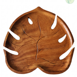Handcrafted Monstera Leaf-Shaped Wooden Trays – Premium B2B Wholesale & Custom Manufacturing
